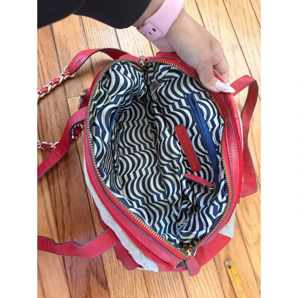 Vintage Y2K 2000s Juicy Couture Red Quilted‎ & Studded Satchel Crossbody Bag